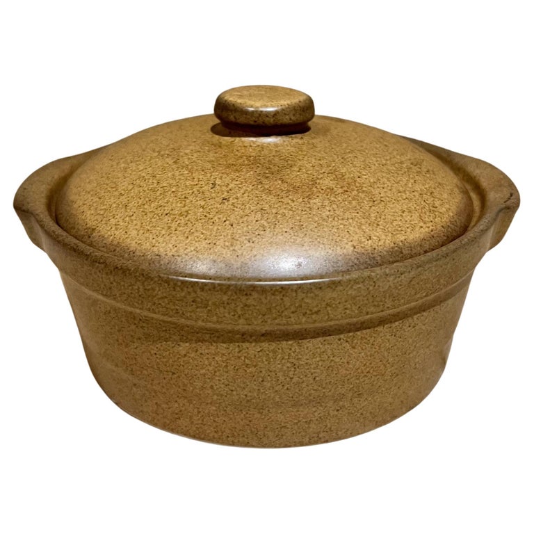 Vintage Stoneware Pottery Oven Casserole Covered Pot