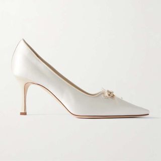 Zaman 70 Leather-Trimmed Satin Point-Toe Pumps