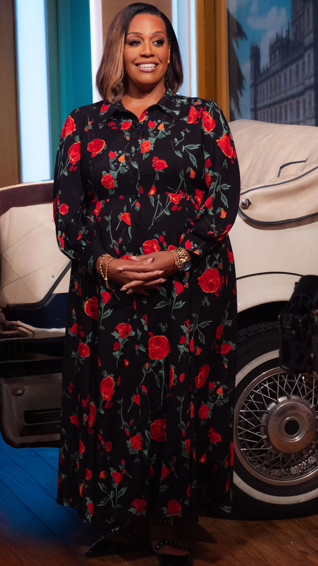 Alison Hammond wearing floral Rixo dress on This Morning, 12 Sep 2025