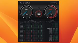 Screenshot of Blackmagic Disk Speed Test app for Mac