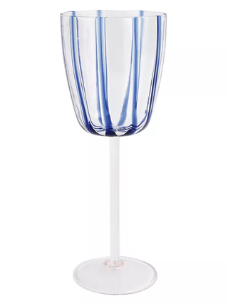 blue and white stripe wine glass