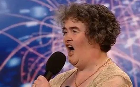 Susan Boyle performing on &quot;Britain&#039;s Got Talent&quot; in 2009. A clip of her performance went viral.