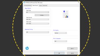 The print shortcut interface on the HP Smart Tank 7005