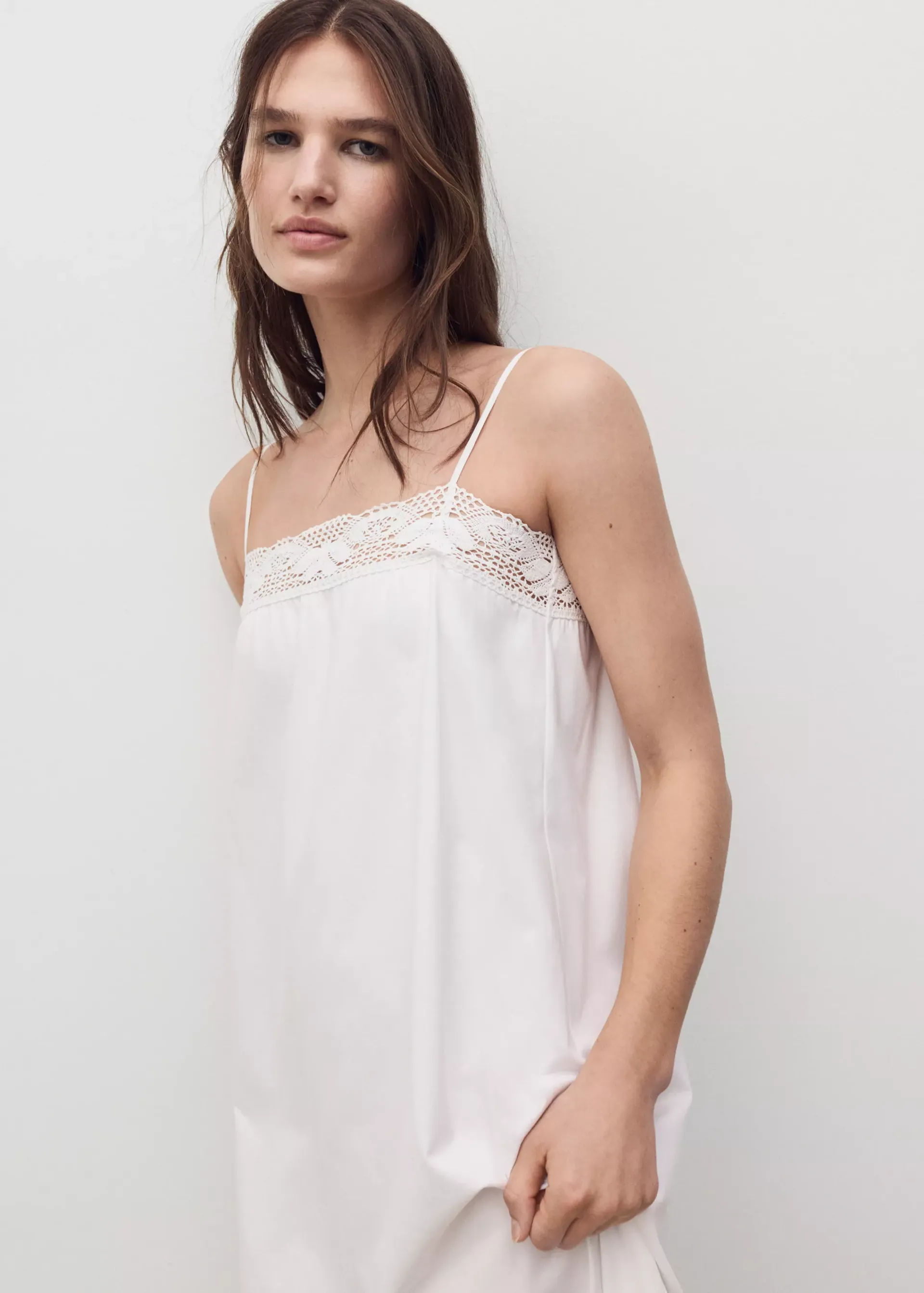 Cotton Lace Nightgown - Women | Mango Usa