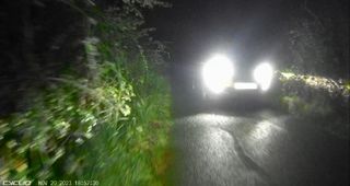 Image shows: Oncoming car at night recorded on Cycliq Fly12 Sport