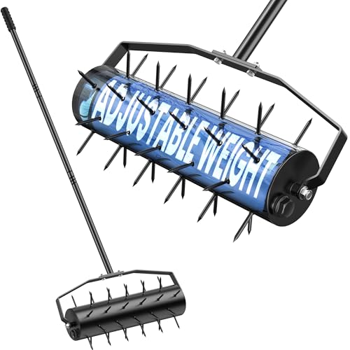 Manual Roller Lawn Aerator With Pre-Attached Spikes, Easy-To-Assemble