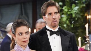 Amelia Heinle and J. Eddie Peck as Victoria and Cole looking concerned in The Young and the Restless