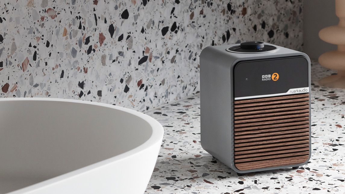 Ruark R1S, one of the latest DAB radios, seen in bathroom setting