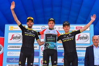 Damien Howson, Lucas Hamilton and Nick Schultz on the Coppi e Bartali podium