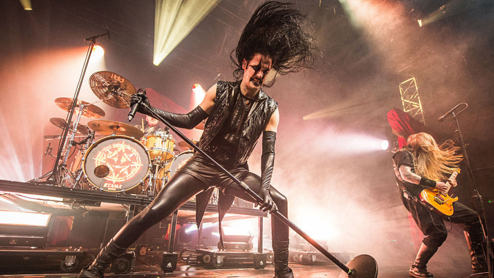 Johannes Eckerstrom and Henrik Sandelin from Avatar perform onstage during a concert at Exhibition White City on February 14, 2026 in London, England.