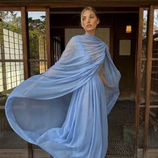 Celebrities wearing the chiffon cape trend
