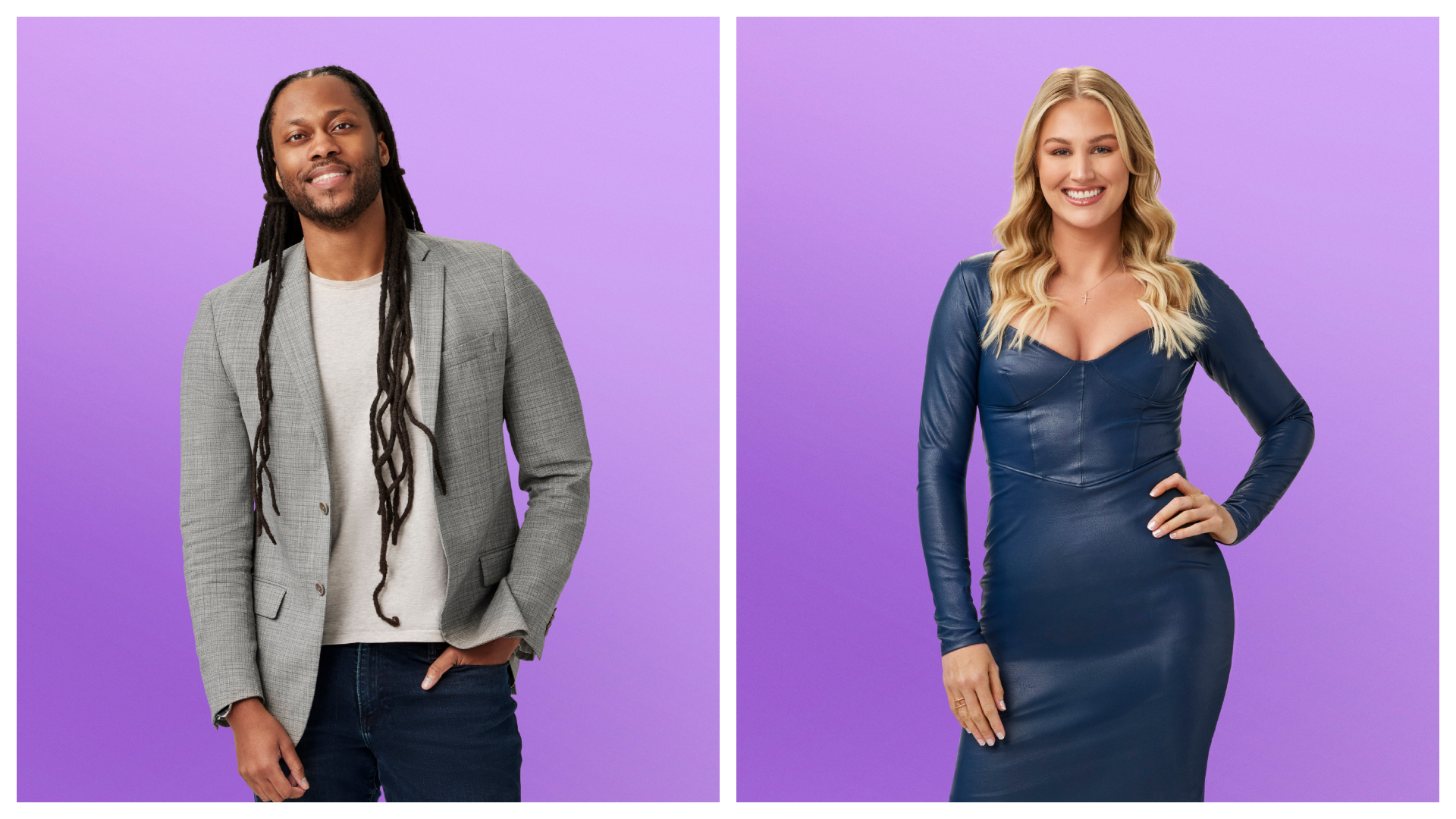 A split image of Victor "Vic" St. John and Christine Hamilton's cast portraits from 'Love is Blind' season 10.