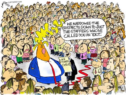 Political cartoon U.S. Trump New York Times anonymous op-ed