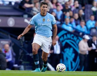 Rodri in action for Manchester City against Brentford in the Premier League on September 14, 2024