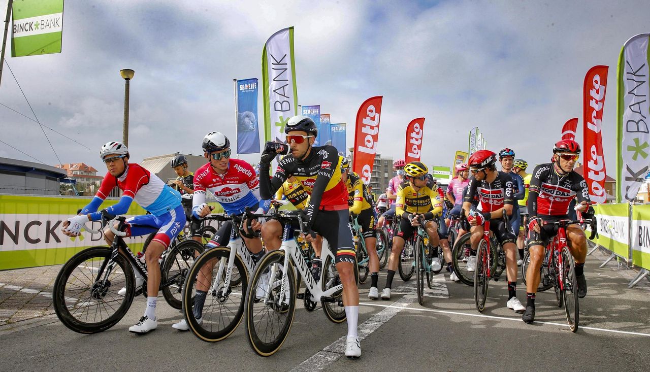 BinckBank Tour 2020 16th Edition 1st stage Blankenberge Ardooie 1321 km 29092020 Dries De Bondt BEL Alpecin Fenix Mathieu Van Der Poel NED Alpecin Fenix Kevin Geniets LUX Groupama FDJ photo Tim Van MichelenCor VosBettiniPhoto2020