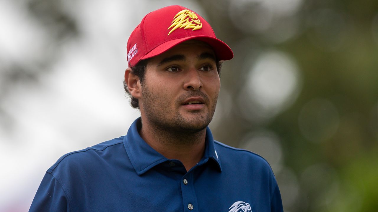 Eugenio Chacarra of Spain reacts during the third round of the Hong Kong Open at Hong Kong Golf Club on November 11, 2023 in Hong Kong