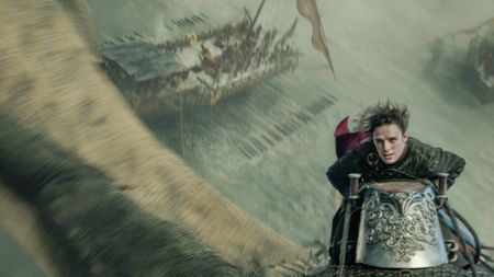 Jacaerys Targaryen riding Vermax over a ship in House of the Dragon season 3 episode 1