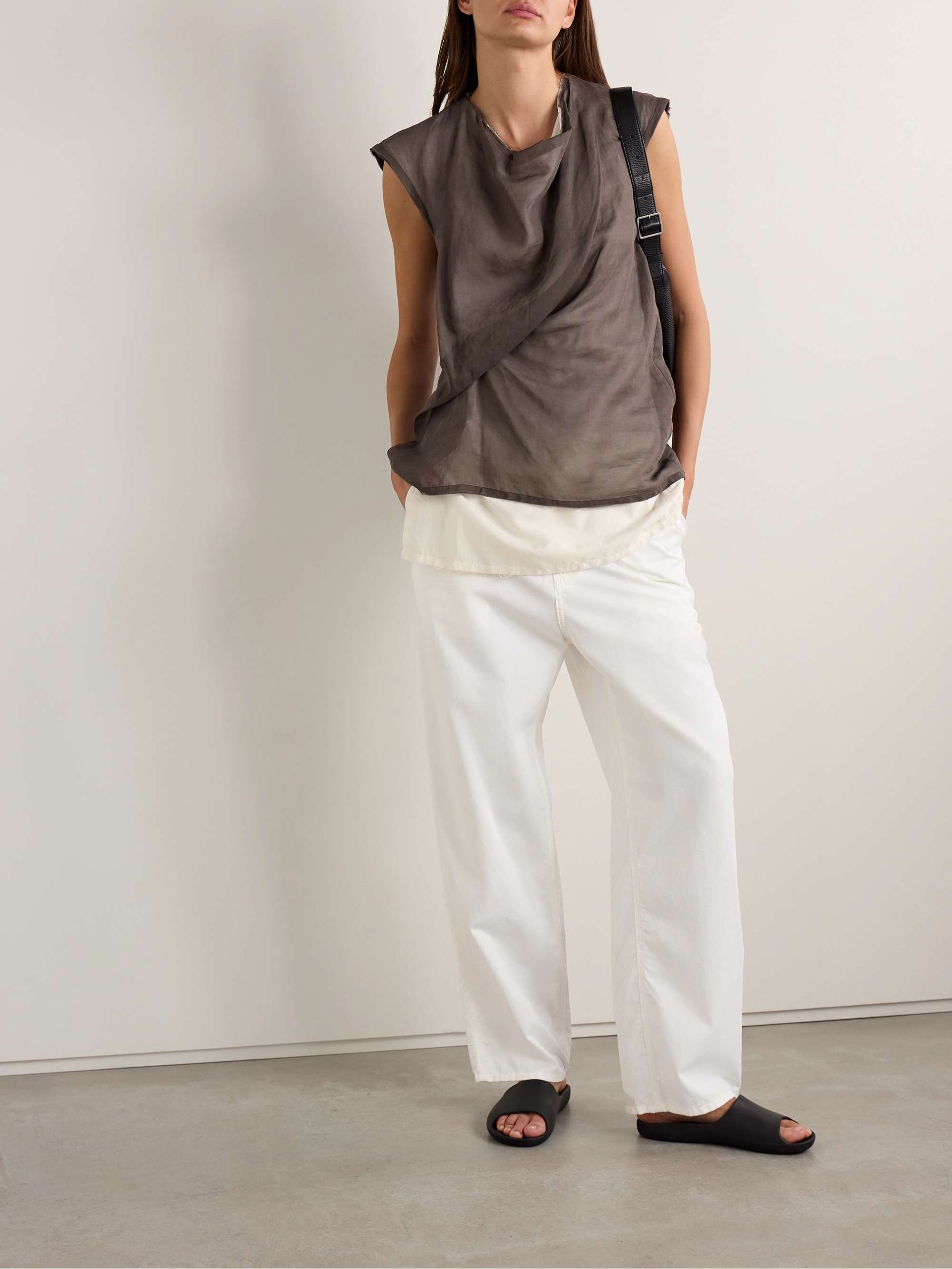 Sharka Cotton and Cashmere-Blend Twill Wide-Leg Pants