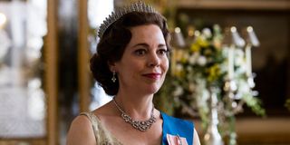 Queen Elizabeth II (Olivia Colman) smiles on The Crown