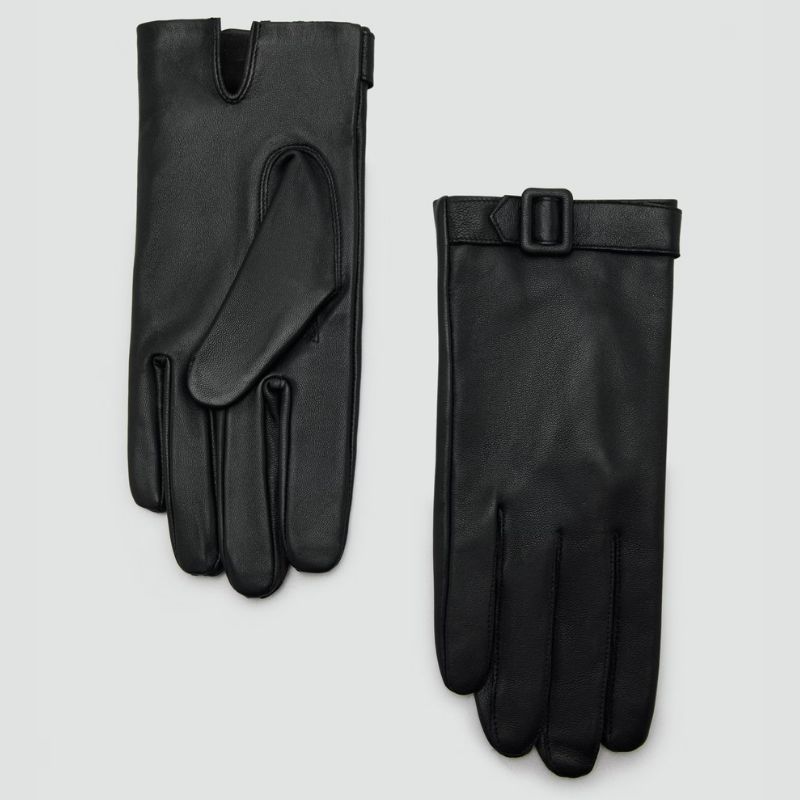 black leather gloves