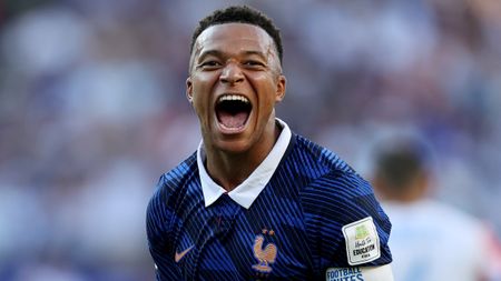 Kylian Mbappe of France celebrates the team's 1-0 victory in the FIFA World Cup 2026 Round of 16 match against Paraguay at Philadelphia Stadium on July 04, 2026 in Philadelphia, Pennsylvania
