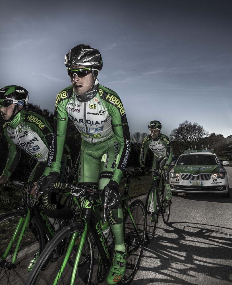Bardiani-CSF even have green Gaerne shoes