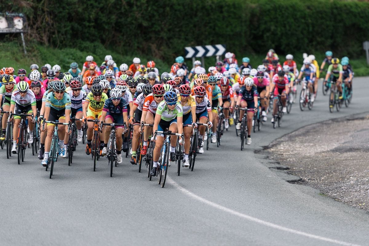 Lotta Lepist&Atilde;&para; (Cerv&Atilde;&copy;lo Bigla) leads the peloton as they approach the final climb of the day