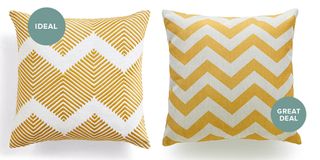mustard yellow cushions with geometric print