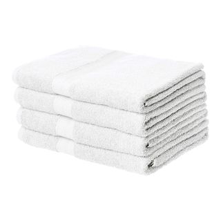 Amazon Basics Fade Resistant Bath Towels in white x 4