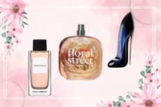 A collage of three of the top scents featured in this guide to the best long-lasting perfumes