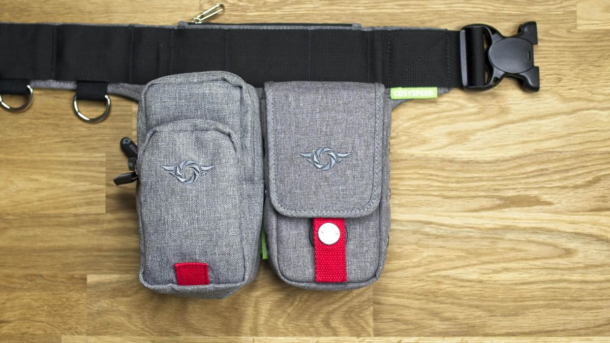 The Flowbelt Modular Belt System to hang all your bags off.