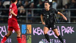 Ali Riley playing for the New Zealand women's national soccer team ahead of the Women's World Cup 2023