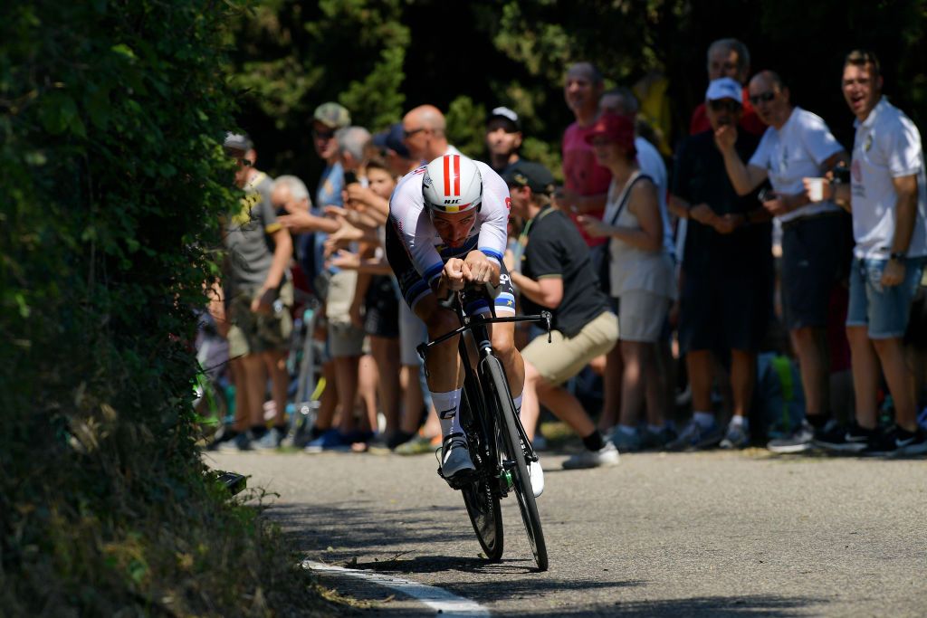Victor Campenaerts (Lotto Soudal) getting aero on stage 21