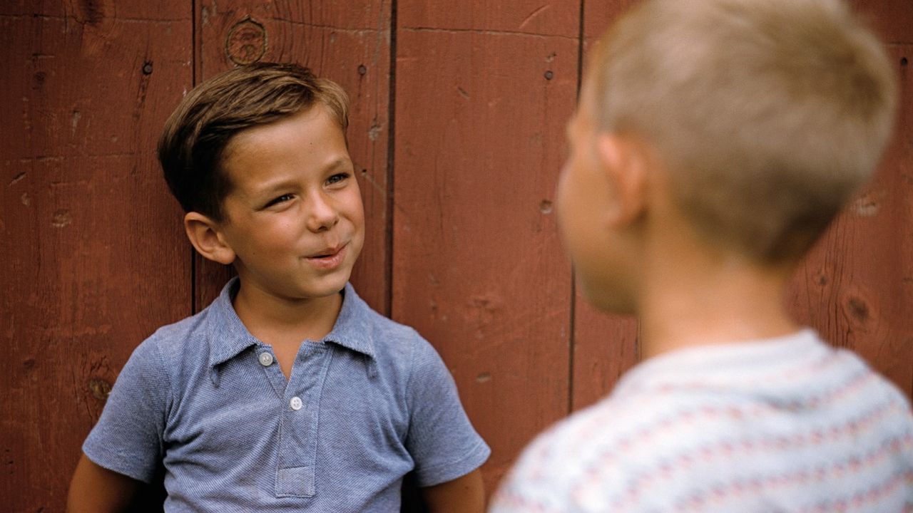 Two boys talking