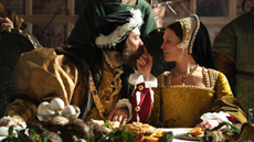 Alicia Vikander as Katherine Parr and Jude Law as Henry VIII in Firebrand.