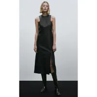 Black Leather Napa Midi Dress, $499(£369) | Massimo Dutti