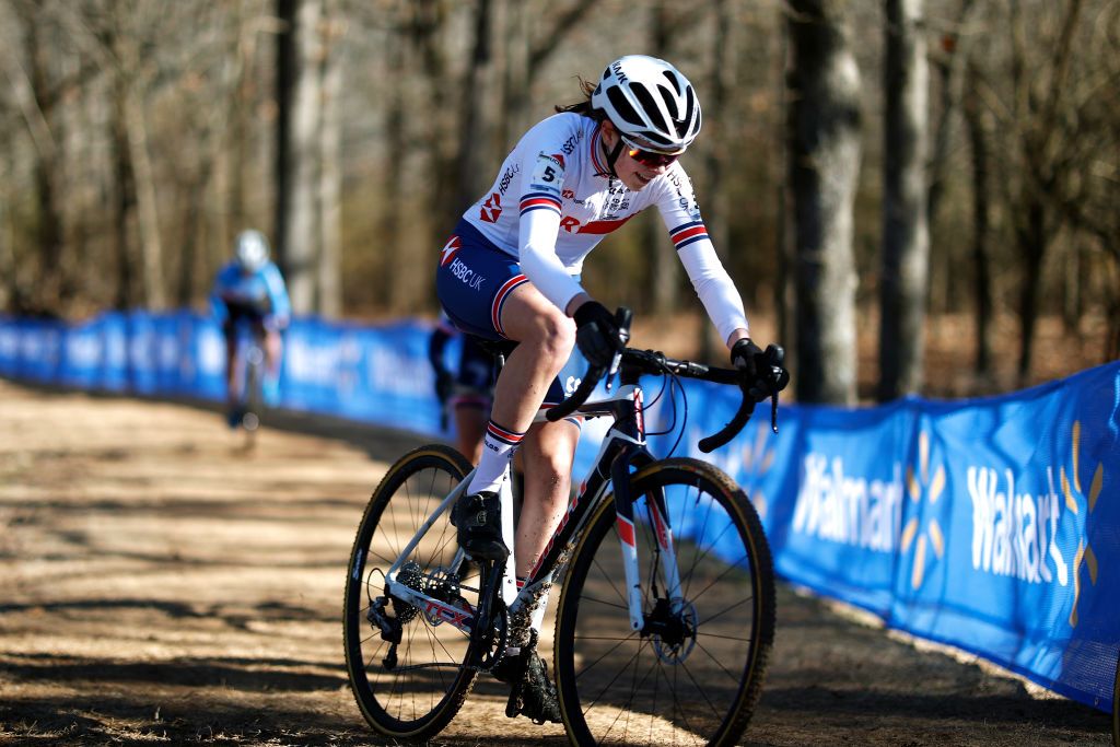 FAYETTEVILLE ARKANSAS JANUARY 29 Ella MacleanHowell of United Kingdom competes during the 73rd UCI CycloCross World Championships Fayetteville 2022 Womens Junior Fayetteville2022 on January 29 2022 in Fayetteville Arkansas Photo by Chris GraythenGetty Images