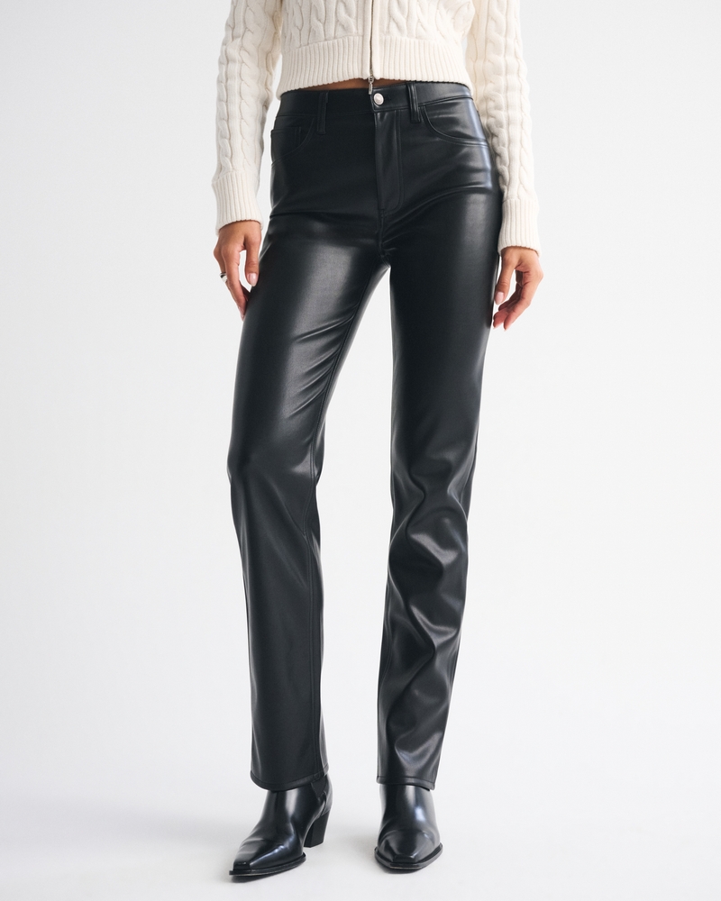 High Rise 90s Straight Vegan Leather Pant