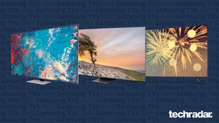Kolme eri Samsungin parasta televisiota sinistä taustaa vasten