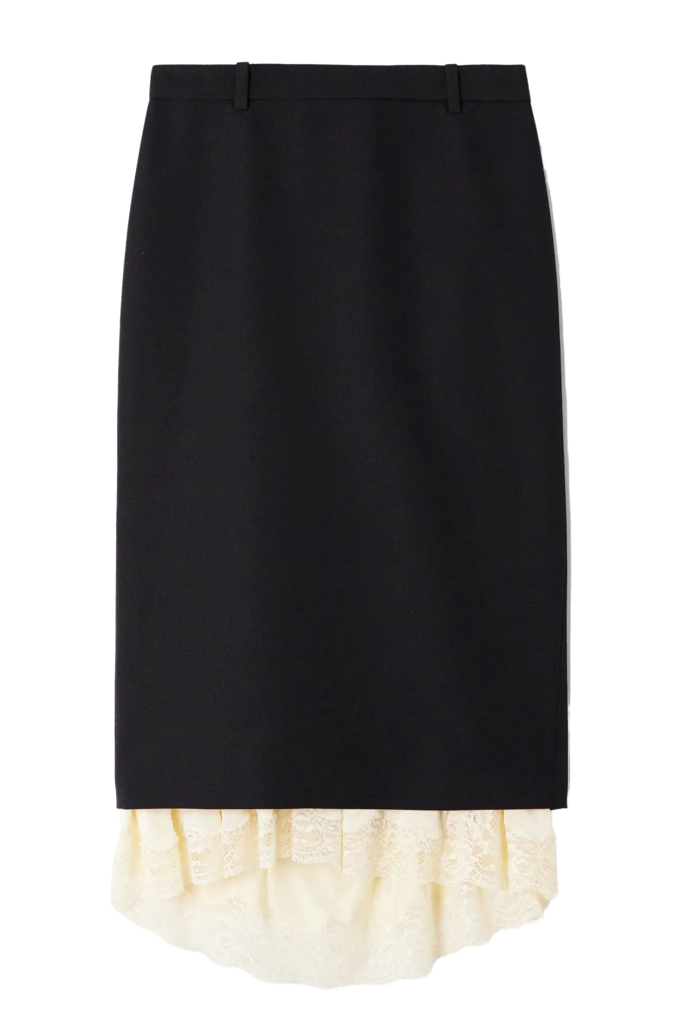 Balenciaga, Lace-Trimmed Wool Midi Skirt