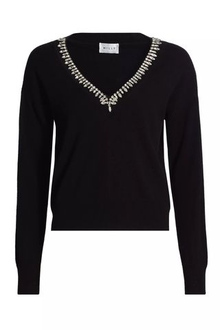 Milly Kalia Crystal-Trim Sweater