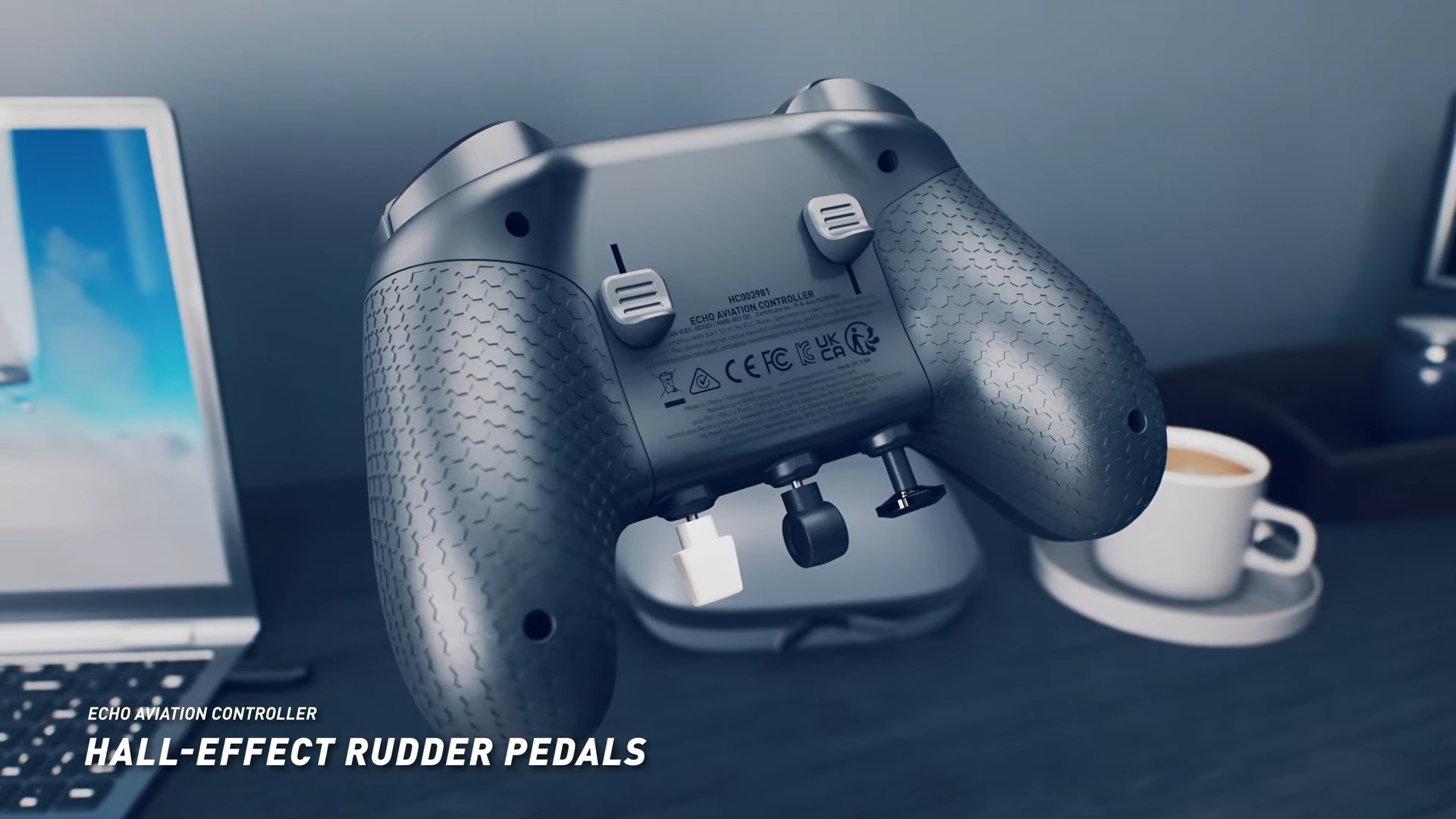 The back of the Honeycomb Echo Aviation controller being shown off in a YouTube video