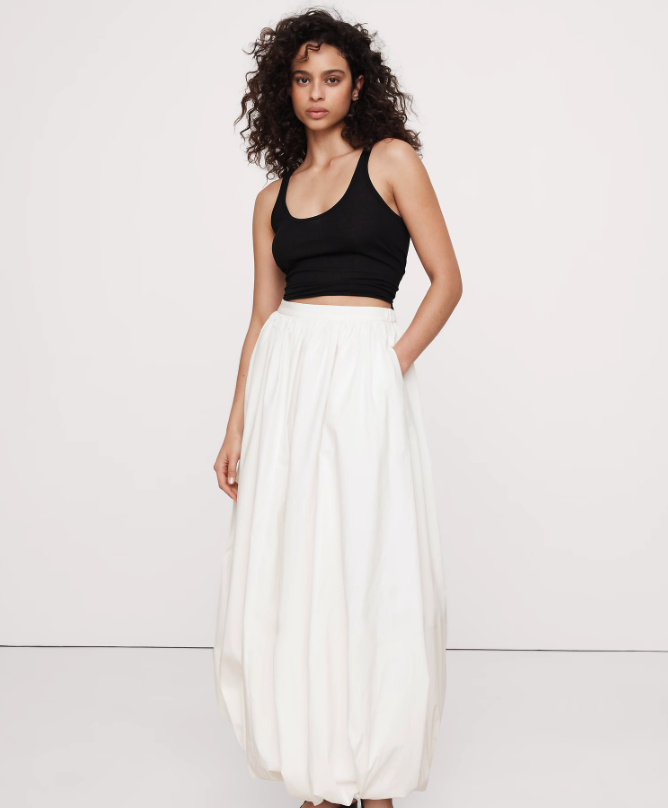 Banana Republic, Cotton Poplin Bubble-Hem Maxi Skirt 