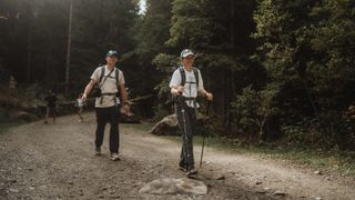 Pat and Julia hiking in the Alps