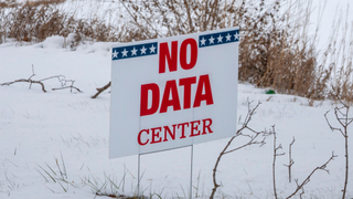 A "No data center" sign