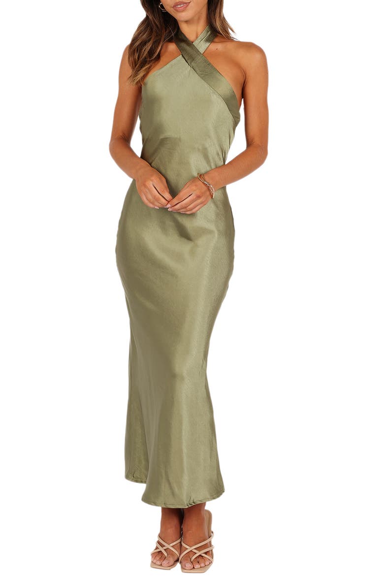 Grasie Stretch Satin Halter Dress