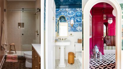 Three images of windowless rooms