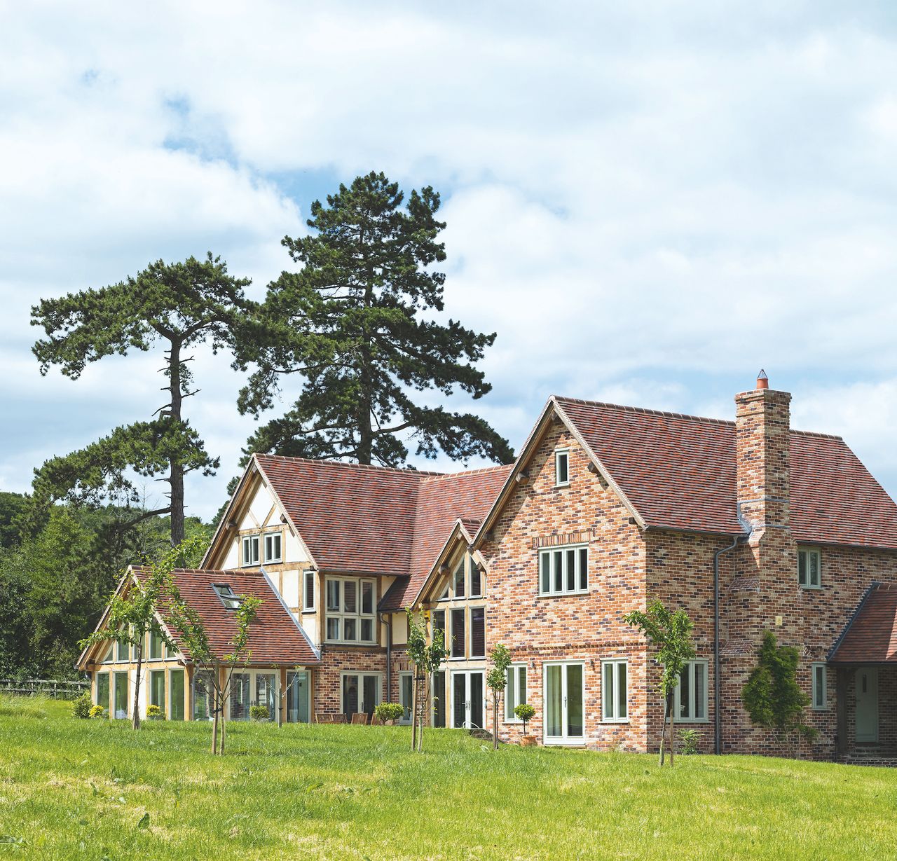 brick and render exterior of oak frame