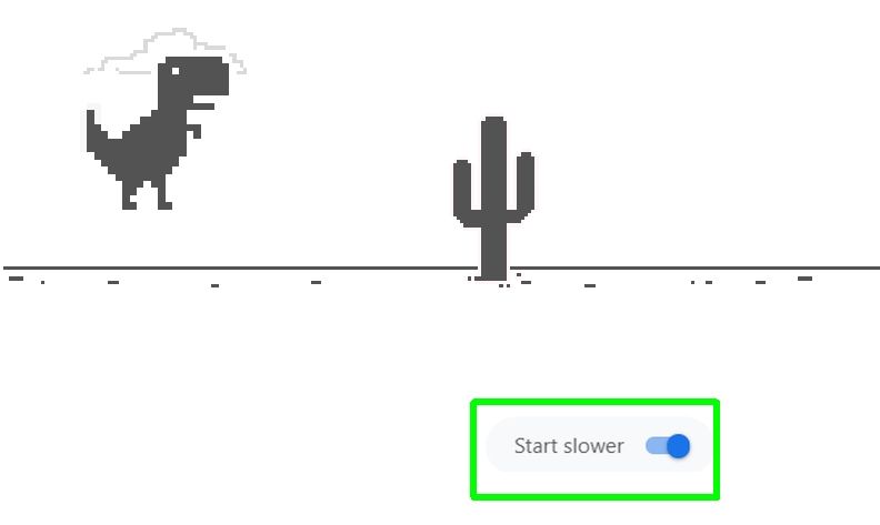 Chrome dinosaur game with speed slider