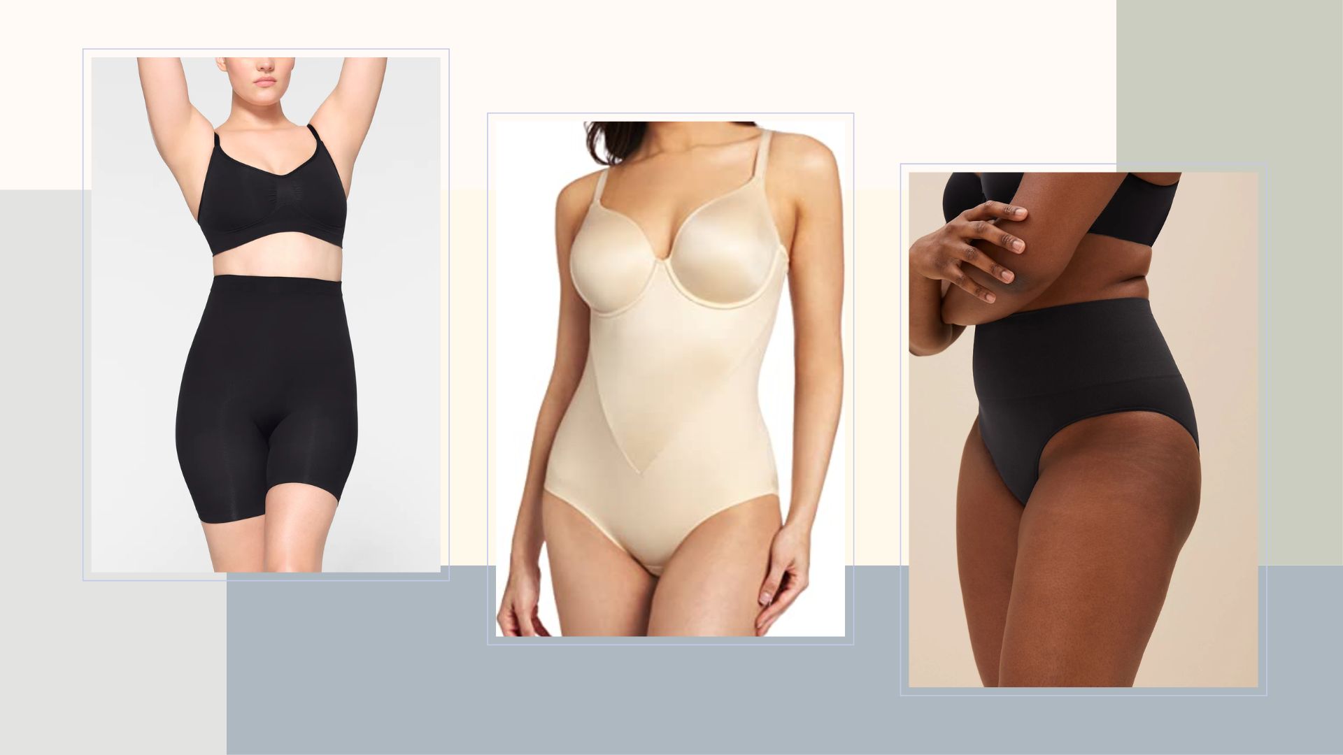 Tummy Control Shapewear for Women One Piece Square Neck Seamless Bodysuit  Open Bust Mid Thigh Body Shaper Shorts